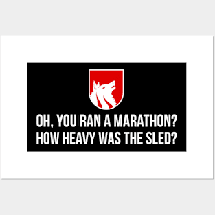 Husky T-Shirt Marathon Sled Dog vs. Human Running Humor Posters and Art